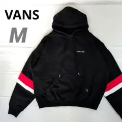 Мサイズ VANS 黒 フード付きパーカー 袖ストライプ