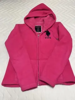 U.S. POLO ASSN. フリースパーカー ポニーロゴ刺繍 M ピンク