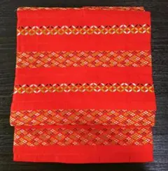 【美品】名古屋帯 赤 長さ約360㎝