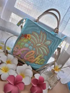 ハワイアンキルト　バッグ　パイナップル　2WAY 　ファスナー付