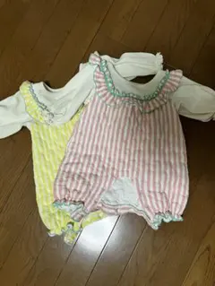 バースデイ　this and that ストライプロンパース2点セット