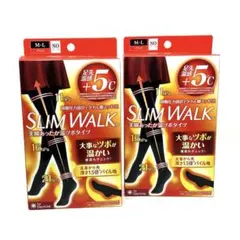 【新品】スリムウォーク 美脚あったか温ツボタイツ M-Lブラック 着圧タイツ