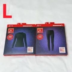 UNIQLOユニクロ超極暖 クルーネックT レギンス L ブラック 黒