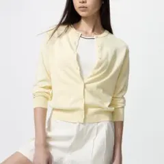 UNIQLO UVカットクルーネックカーディガン 新品タグ付き イエロー