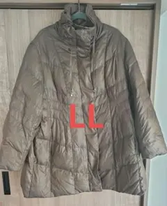 【訳あり】軽量あったか キルティング ロングコート/ブラウンLL/レディース