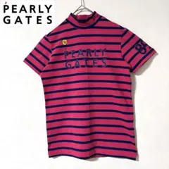 PEARLY GATES 半袖Tシャツ ボーダー柄モックネックゴルフウェア　 L