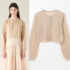 グレースコンチネンタル　ラメシアーショートニットカーディガン