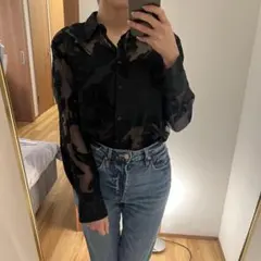 ZARA シースルーシャツ　黒　ブラック
