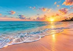 夕暮れのビーチ アートポスター 海の風景 A3 0003