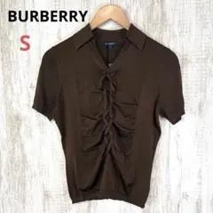 新品未使用 バーバリーロンドン レースアップ Vネック ラメ ニット 半袖