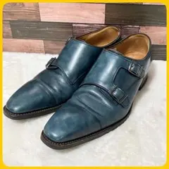 美品 希少色 REGAL ダブルモンク ビジネス シューズ 革靴 26.5a 青