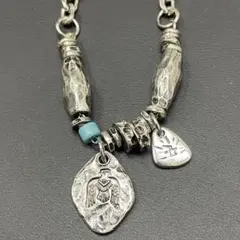 インディアンジュエリー風 ネックレス チャーム付 ターコイズ風 イーグル