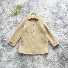 DAKS【9AR】ウール混 ステンカラーコート 日本製 上品 ベージュ Pコートのサムネイル