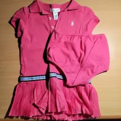 ラルフローレン　ベビー服　パンツ付きワンピース　８０ｃｍ　１２Ｍ　ピンク　中古