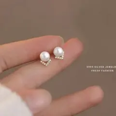 No106 パール ピアス 高級感［ゴールド］結婚式 入学式 アレルギー対応