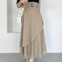 apres jour ベルト付きレースアシメスカート