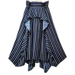 axes femme ストライプ柄 イレヘムスカート ネイビー M レースアップ