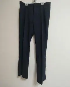 ※UNIQLO　レディース　パンツ　チャック　壊れ　ストライプ　濃紺　スラックス