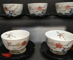 柿右衛門様式　　有田焼　茶托付き湯呑