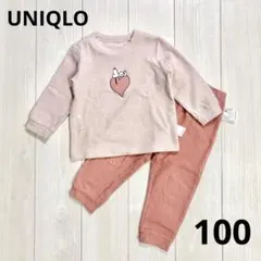 UNIQLO フリース パジャマ 長袖 スヌーピー ピンク 100