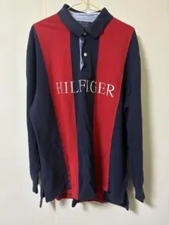 HILFIGER 長袖ポロシャツ 赤/紺