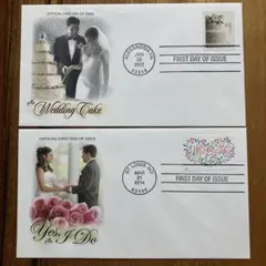 外国切手 アメリカ 初日カバー FDC 2枚セット ウェディング