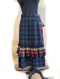 チェック柄巻きプリーツスカート