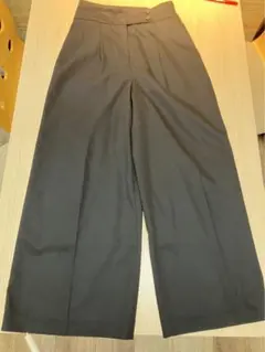 PLST 2024年モデル　ウールブレンドタックワイドパンツM 黒