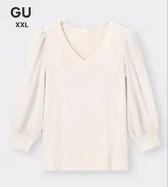 GU サテンスリーブセーター(七分袖) XXL ナチュラル USED ジーユー