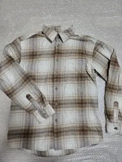 ブラウン チェック柄 長袖シャツ Mサイズ