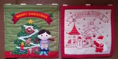 クリスマスタペストリー(ツリーと女の子、サンタさんとツリー)
