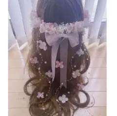 ラプンツェルハーフアップ髪飾り♡ピンク 挟むタイプ