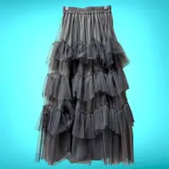 GRL グレイル チュールティアードスカート ロング丈 [tu996]