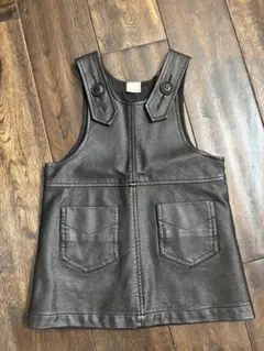 petit main 黒レザー　ジャンバースカート S