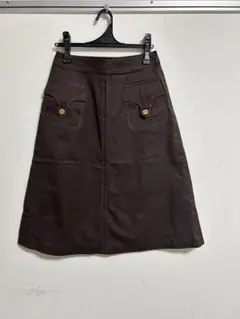 【美品】HUSH HUSHダークブラウン Aラインスカート ポケット付きのサムネイル