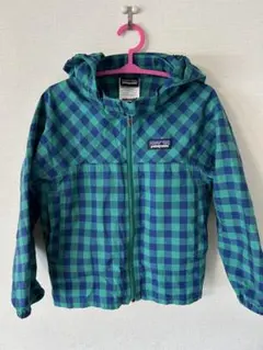 patagonia フード付きジャケット 緑・青チェック
