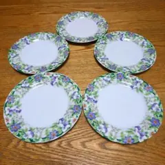 ナルミ 花柄の皿 16.3cm 5枚セット NARUMI