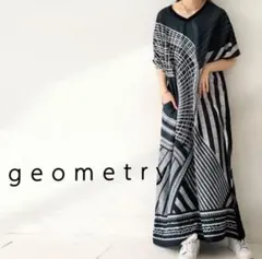 antiqua 幾何学柄ワンピース モダン半袖 レトロ