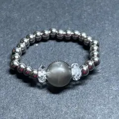 BR736 天然石 パワーストーン ビーズリング ブラックムーンストーン