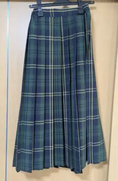 ハニーズ グリーン タータンチェック プリーツ ロングスカート M