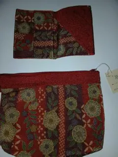 辻ヶ花 ポーチ 赤系 花柄 和装小物