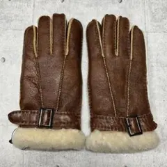 新品 ムートンレザーグローブ シープスキン 羊革 ベルト付き リアルファー