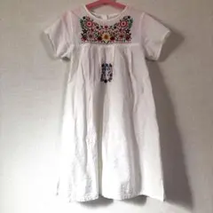 3can4on 刺繍入りホワイトワンピース 120cm