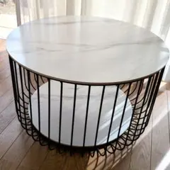 円形センターテーブル 大理石調