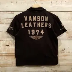 VANSON 40周年記念 刺繍 ワッペン ポロシャツ 黒 バンソン 40thのサムネイル