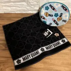 MARY QUANT 花柄タオルハンカチ 黒/ポーチ