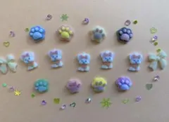 ネイルパーツ　わんちゃん（犬）、肉球　ベルベットタイプ