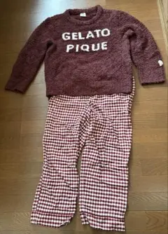 ジェラートピケ ロゴ入りジャガードプルオーバー＆チェックロングパンツ