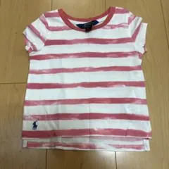 Polo Ralph Lauren 3T Tシャツ 白/ピンクストライプ