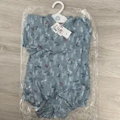 トンボ柄ロンパース 青色